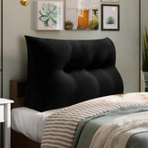 Triangular Reading Backrest Pillow 85% Linen 15% Cotton Blend—— Black